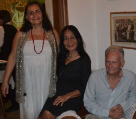 Curacao authors (L-R), Hilda de Windt-Ayoubi, Diana Lebacs, with Cuban author, editor Emilio Jorge Rodríguez (2nd R), in Cuba for Havana Bookfair 2019. (Photo courtesy EJR