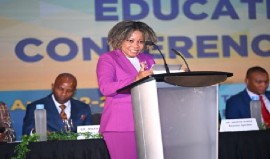 Education, Skills, Youth and Information Minister, Dr. Dana Morris Dixon., addressing the Jamaica Teachers’ Association (JTA) Education Conference 2025 (JIS Photo)