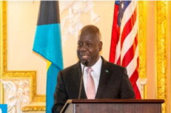 Prime Minister Phillip Davis addressing investment forum in New York