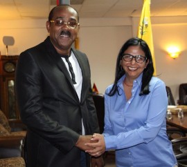 Antigua and Barbuda’s Prime Minister Gaston Browne and Venezuela’s President Delcy Rodríguez.