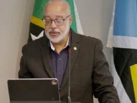 OECS Director General, Dr. Didacus Jules addressing the opening of the OECS Foreign Affairs Ministers meeting in St. Vincent (CMC Photo)