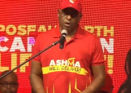 Prime Minister and DLP leader, Roosevelt Skerrit, speaking at party launch of candidate for by-election on Sunday night (CMC Photo)
