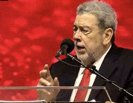 Prime Minister Dr. Ralph Gonsalves announcing election date on Tuesday night (CMC Photo)