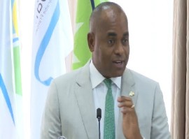 Prime Minister Roosevelt Skerrit speaking at the Council of Education Ministers meeting of the OECS (CMC Photo)