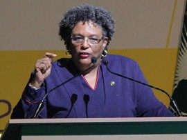 Prime Minister Mia Mottley in Ghana (CMC Photo)