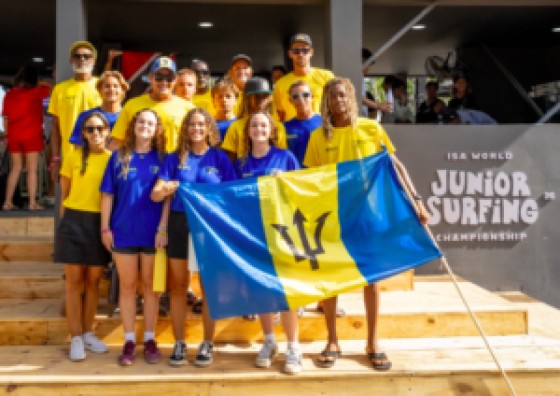 Team Barbados at the opening ceremony of the ISA World Junior Surfing Championship in El Salvador. Photo: ISA