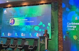 CARICOM Secretary General, Dr. Carla Barnett, delivering feature address at Caribbean Energy Week on Tuesday.