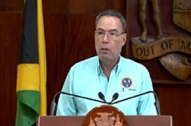 Energy Minister Daryl Vaz speaking at the post Cabinet news conference on Wednesday (CMC Photo)
