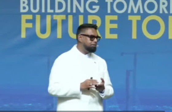 President Irfaan Ali addressing Guyana Energy Conference & Supply Chain Expo on Tuesday (CMC Photo)