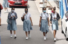 Students of St Joseph Convent in San Fernando. (RISHI RAGOONATH via the Trinidad & Tobago Guardian)