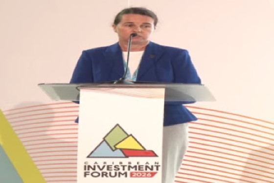 Fiona Ramsey, who currently serves as the Ambassador of the European Union to Barbados and the Eastern Caribbean, addressing the Caribbean Investment Forum (CMC Photo)