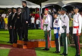 President Irfaan Ali, at the Flag Raising ceremony in Fort Island on Monday night