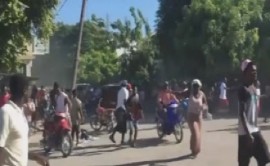 Video footage of people fleeing as criminal gang carries out murders in Haiti