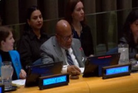 UNGA president, Ambassador Dennis Francis addressing the informal meeting on Haiti at UN on Monday (CMC Photo)
