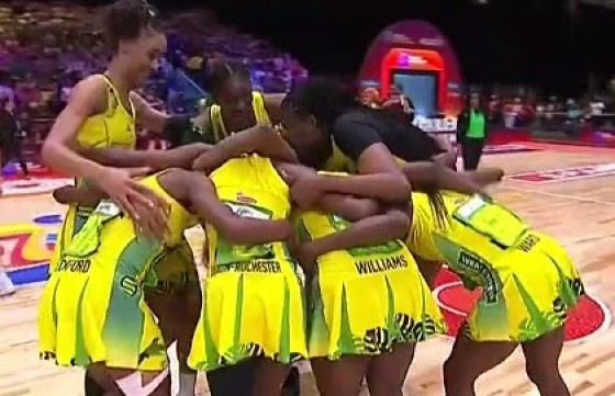 Jamaica celebrate their win over New Zealand on Sunday.