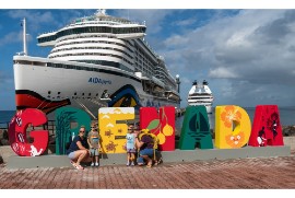 Grenada sign at the Melville Street Cruise Ship Terminal.