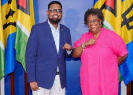 President Irfaan Ali of Guyana and Prime Minister Mia Mottley of Barbados.