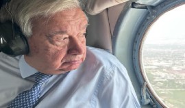 UN Secretary General, Antonio Guterres, taking a view of Haiti as he arrives on a helicopter on Tuesday (Guterres Instagram photo)