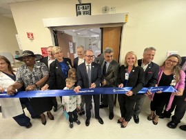 Left to right: Violeta Atanasoski-McCormack, M.D.; Pamela Beasley-Pittman, City of Fort Lauderdale Commissioner District 3; Warren Sturman, M.D., City of Fort Lauderdale Vice Mayor/Commissioner District 4; Stacy Angier, Chair of the North Broward Hospital District Board of Commissioners; Christopher Pernicano, Vice Chair of the North Broward Hospital District Board of Commissioners with his two children; Shane Strum, Broward Health President & Chief Executive Officer; Ahmed F. Osman, M.D; Heather Havericak, Broward Health Medical Center Chief Executive Officer; Florida State Representative Chip LaMarca; and Gabri