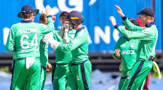 Ireland celebrates another West Indies wicket during their historic win on Sunday.