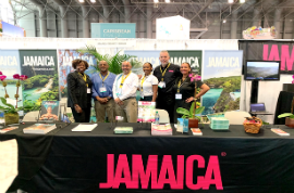 amaica Tourist Board’s Northeast team of Philip Rose, Regional Director (2nd right); Marcia Sinclair, District Sales Manager (left), and Kenton Senior, Business Development Manager (2nd left) pose with travel partners (from L-R): Adam McGregor, Sales and Promotions Manager East Coast USA, Melia Hotels International; Girdeen Myers, Destination Relationship Specialist, Rose Hall Development and Francina Mason, Business Development Manager North East-Eastern PA., Palladium Hotel Group.