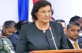 President Jennifer Greeling-Simons addressing the National Assembly on Monday.