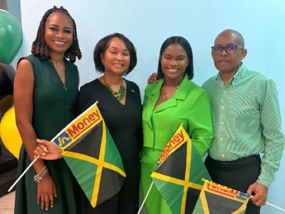 JN Money team members Amealia Deacon (left), marketing coordinator, and Cedrica Reid (second right), head of marketing and sales, join Elaine Harris (second left), Honorary Consul of Jamaica in the Cayman Islands, and Aldington Stephenson, event promoter for the Jamaica Independence Celebrations in Cayman, at the recent Jamaica Independence Church Service held at St. George's Anglican Church in Grand Cayman, commemorating Jamaica's 64th year of Independence. (Contributed photo)