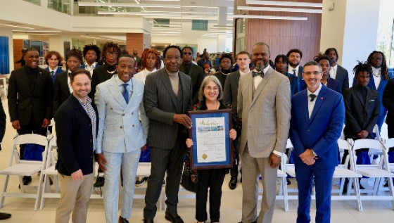 In picture left to right:  Larry Zinn, Executive General Manager Warren Henry Auto Group.  WSVN Fox TV Sportscaster Donovan Campbell  Wesley Frater, Founder/Director Tournament of Champions, Inc  Daniella Levine Cava, Metro Dade County Mayor  Maurice Gray, Business Manager Tournament of Champions, Inc  Antonio Milan, Joe DiMaggio Children's Hospital