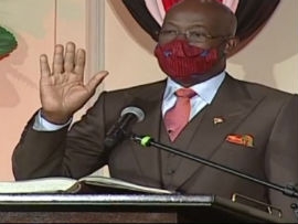 Rowley is sworn in for a second term as prime minister.