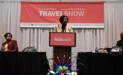 Marcia Sinclair, District Sales Manager, Northeast USA, Jamaica Tourist Board makes a presentation during the Caribbean Tourism Organization’s Focus on the Caribbean seminar, providing travel agents and the media with updates on the state of Caribbean travel and tourism in the region with a special emphasis on festivals.