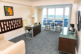 Jamaica Pegasus guest room converted into office suite for one. Credit: The Jamaica Pegasus