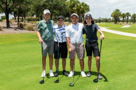 One of the 18 teams competing in the Fourth Annual Rafe Cochran Golf Classic included the foursome of (left to right) Allan Kornikova,14; Alex Heard,14; Tyler Stachkunas,14 and Rafe Cochran,14, who won First Place in the juniors category in the  tournament. The charity event helped to raise much-needed funds for two new buildings at Iona High School in Tower Isle, St. Mary, Jamaica, through Food For The Poor. (Photo/Downtown Photo) 