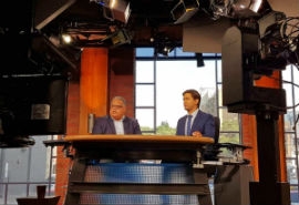 On Sunday, Commissioner Boschulte appeared live on CP24, Toronto's breaking news television channel. At right is co-host and news anchor Jamie Gutfreund.