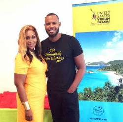 U.S. Virgin Islands Assistant Commissioner of Tourism Elizabeth Hansen Watley (left) with journalist and filmmaker Peter Bailey in Charleston, South Carolina this week