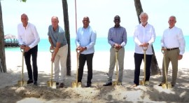 Prime Minister Phillip J Pierre (third from right) at the sod turning ceremony for the new Secret Resorts in St. Lucia