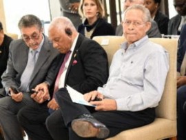 Former prime minister Dr. Kenny Anthony (left), Perry Christie and Bruce Golding, the members of the CARICOM EPG Group (File Photo)