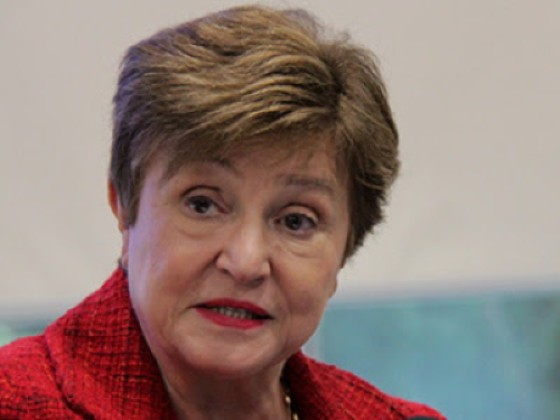 Managing Director of the International Monetary Fund, Kristalina Georgieva, speaking to journalists in Chile. (CMC photo)