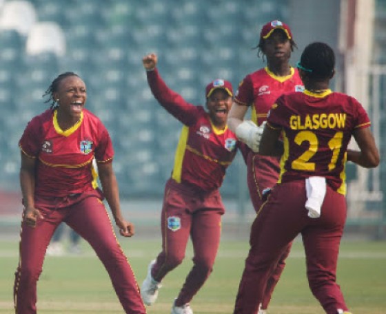 West Indies Women-A celebrate another wicket during their victory in Sunday’s third 50-over match in Lahore. (Photo courtesy CWI Media)