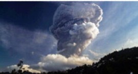 An erupting La Soufriere volcano on April last year (CMC File Photo)