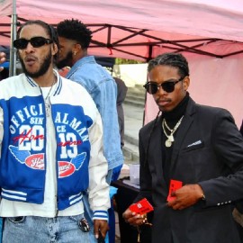 Qadada "Qadada The God" Lindsay (right), CEO of Qadada Too Good Management with Dizzle JA