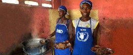 Lunch for 307 children is prepared at a school in south-west Haiti. (UN Haiti/Daniel Dickinson)