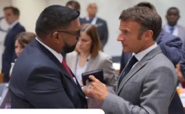 President Irfaan Ali (left)and President Emmanuel Marcon (File Photo)