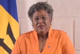 Prime Minister Mia Mottley, addressing the nation on full free movement within CARICOM (CMC Photo)