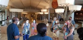 Managing Director, Moon Palace Jamaica and President of the Jamaica Hotel and Tourist Association Clifton Reader (left) provides details on COVID-19 protocols to Jamaica Travel Specialists following the announcement of new CDC testing requirements for entry to the United States