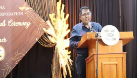 Minister of Agriculture, Zulfikar Mustapha at the Guyana Marketing Corporation annual Awards and Dinner ( Ministry of Agriculture photo)