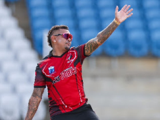 Veteran off-spinner Sunil Narine sends down a delivery during his three-wicket haul in the Super50 Cup final on Saturday. (Photo courtesy CWI Media)