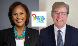 oy Jibrilu (left) succeeds Fred Lounsberry at Nassau Paradise Island Promotion Board.