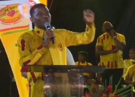 NDC leader and Prime Minister Dickon Mitchell telling supporters they will be responsible for writing the party’s manifesto ahead of the next general election (CMC Photo)