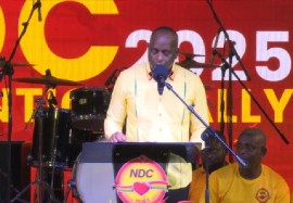 Dominica’s Prime Minister addressing the convention of the ruling National Democratic Congress (NDC) in Grenada on Sunday night (CMC Photo)