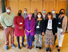 From left: U.S. Virgin Islands Commissioner of Tourism Joseph Boschulte, Assistant Commissioner of Tourism Alani Henneman-Todman and U.S. Virgin Islands Italy representative Olga Mazzoni with travel partners in Milan over the weekend